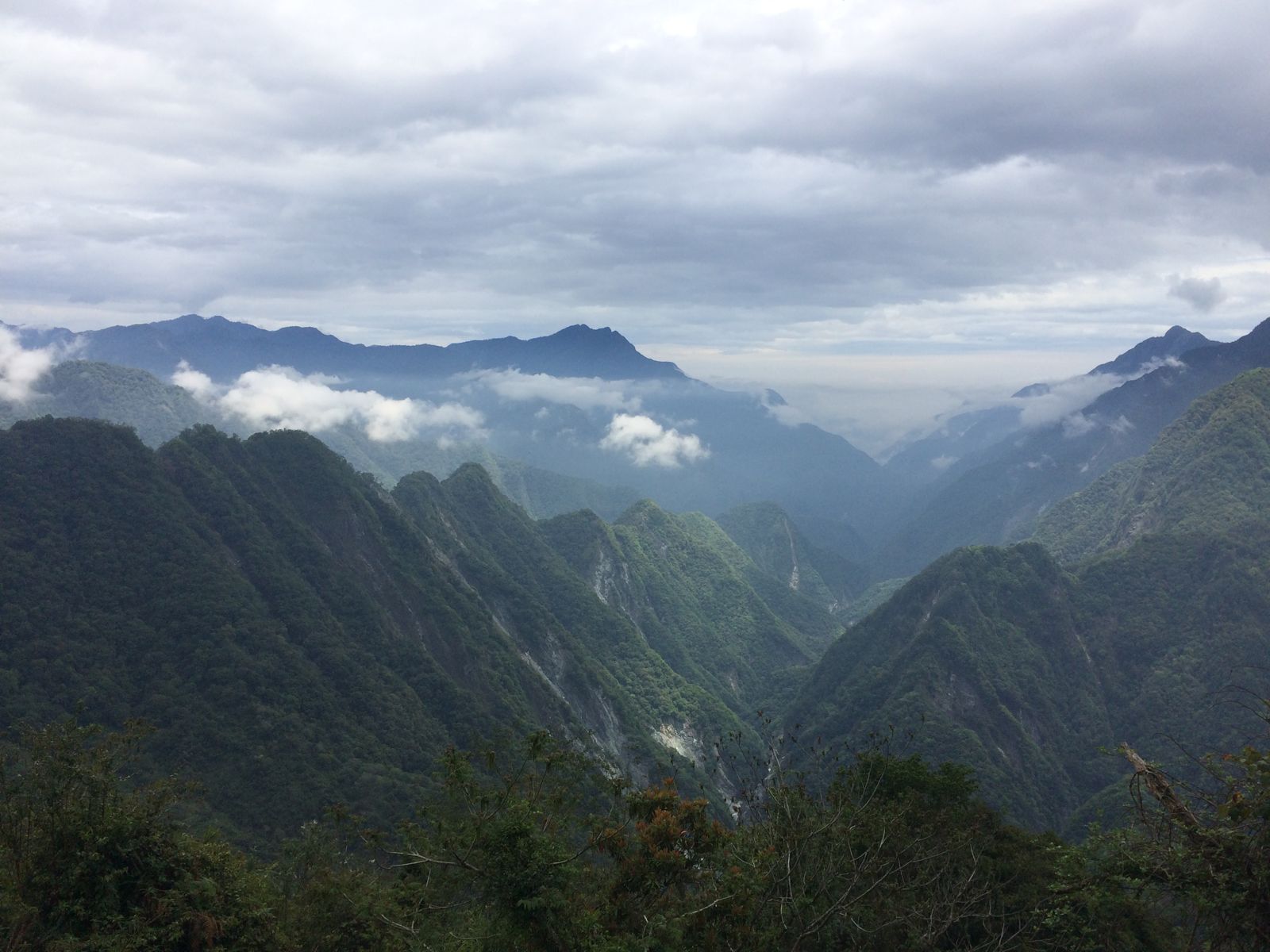 The deep valleys of Taroko Gorge, on the way up from Hualien
